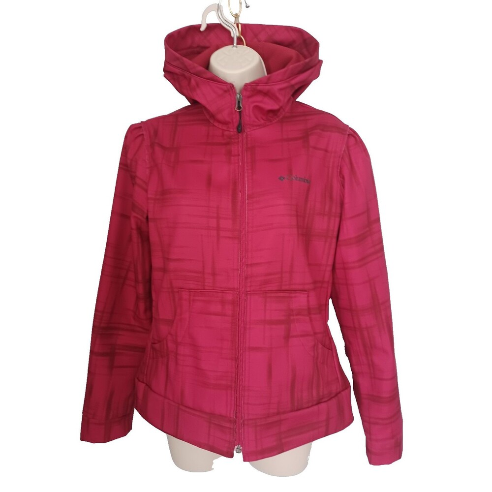 Columbia Omni Shield Womens Jacket Red Geometric Womens Sz M Hooded